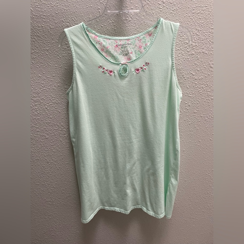❤️‍🔥3/$27❤️‍🔥Croft&Barrow Nightgown - Size L - Mint Green/Pink - EUC